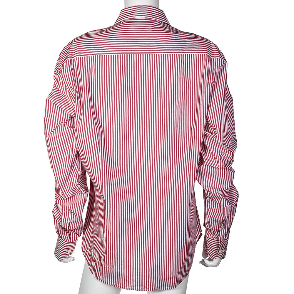 Valentino Men's Red & White Pinstripe Shirt
