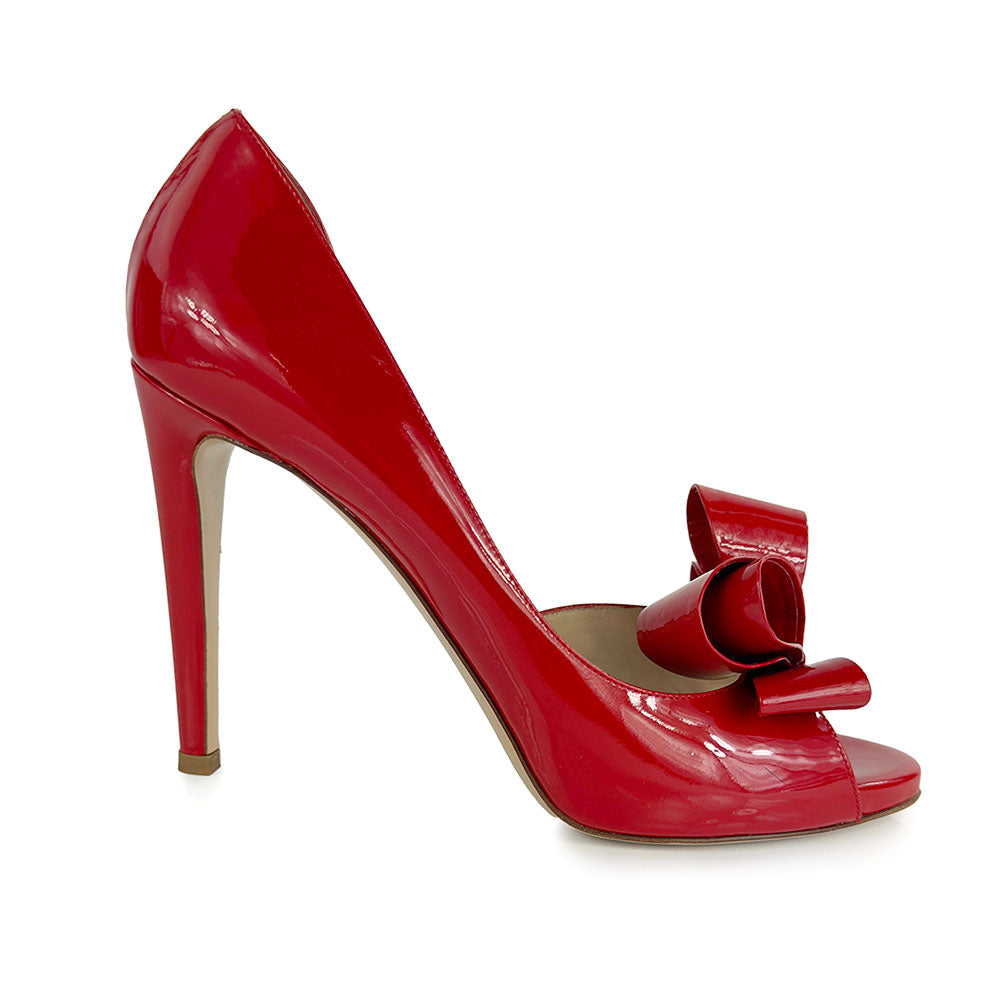 Valentino Red Patent Leather Bow Pumps