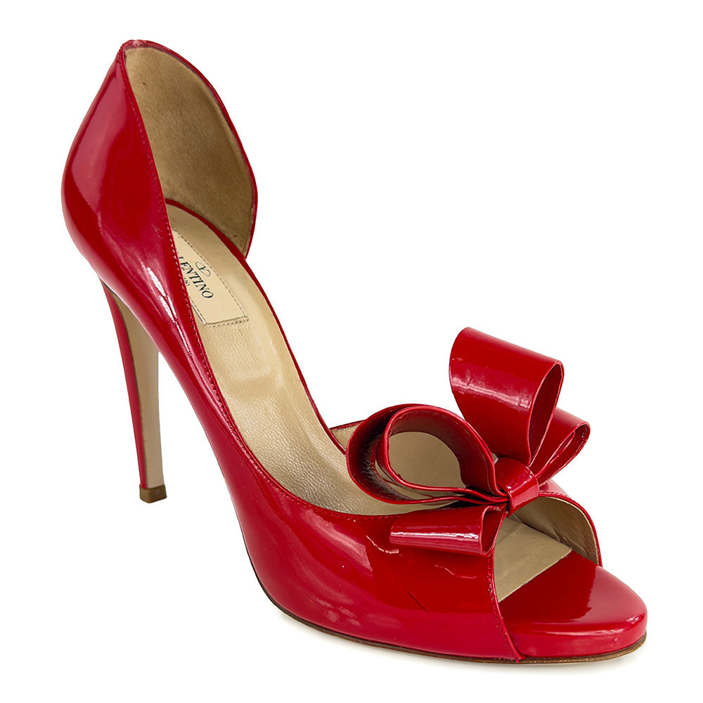 Valentino Red Patent Leather Bow Pumps