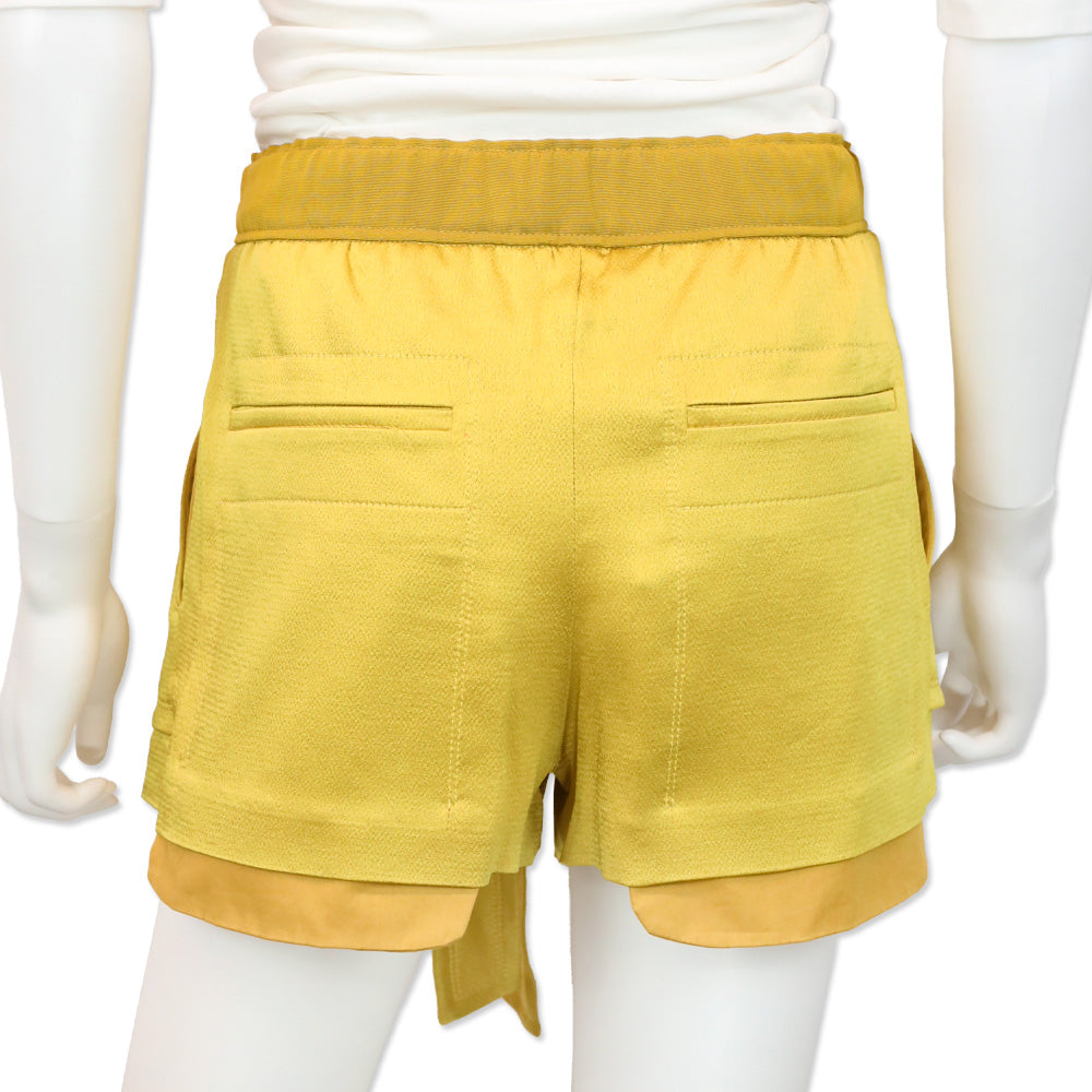 Valentino Avocado Tie Waist Silk & Velvet Shorts