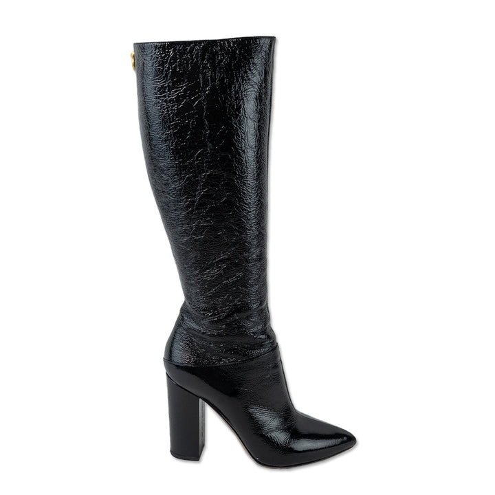 Valentino Black Patent Leather Knee High Boots