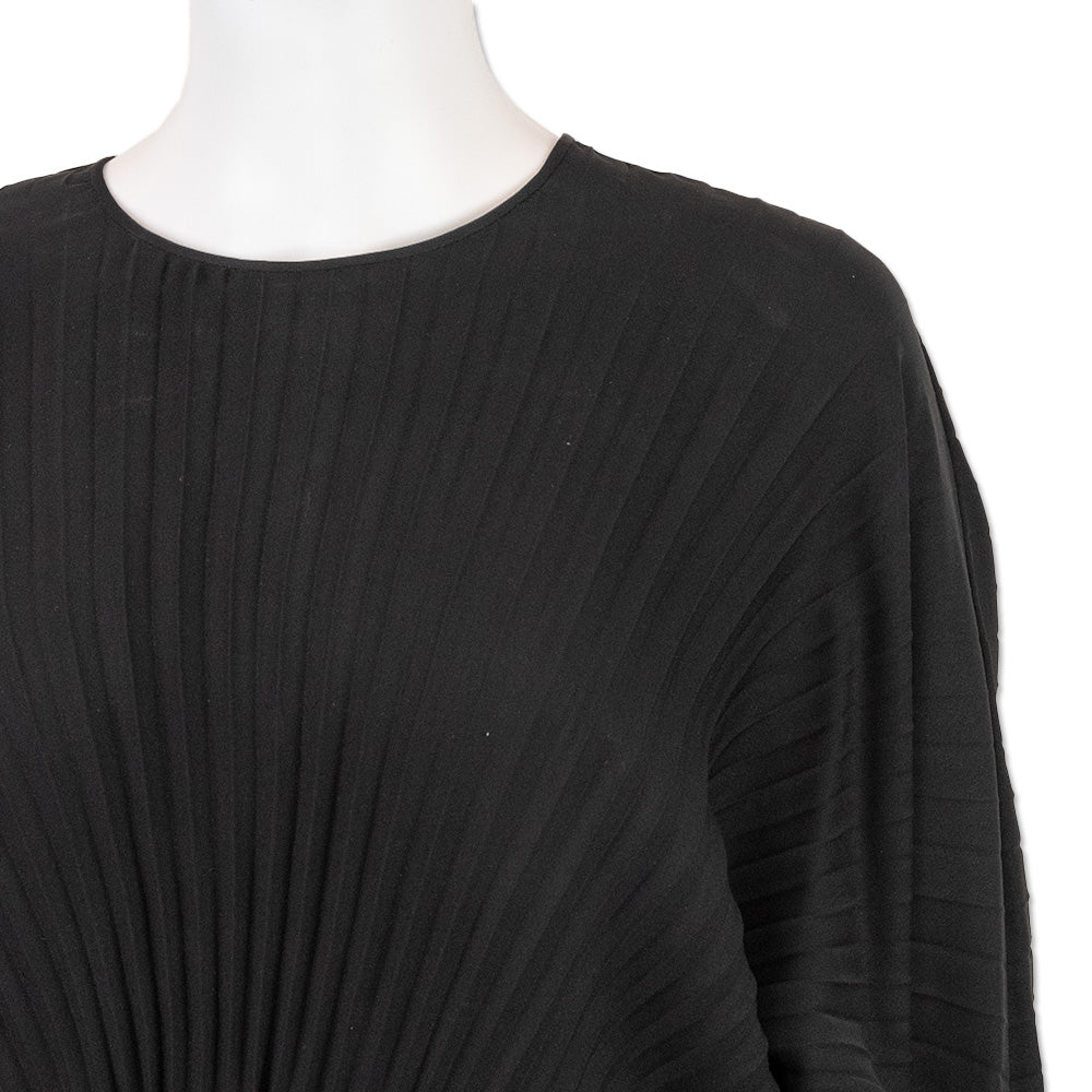 Valentino Black Pleated Silk Midi Dress