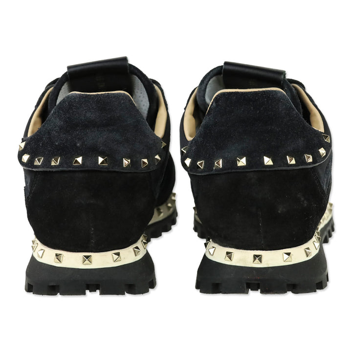 Valentino Black Suede Camouflage Rockstud Low-Top Sneakers
