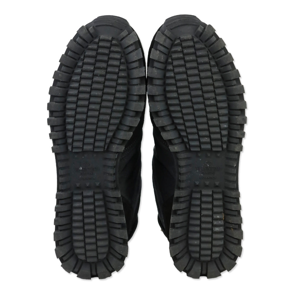 Valentino Black Suede Camouflage Rockstud Low-Top Sneakers