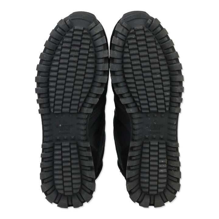 Valentino Black Suede Camouflage Rockstud Low-Top Sneakers