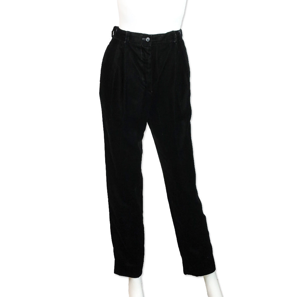 Valentino Black Velvet Pleated Pants