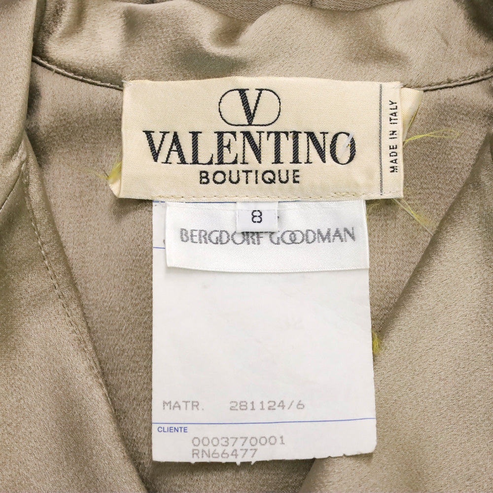 Valentino Boutique Gold Silk Wide Camp Collar Button Up Blouse
