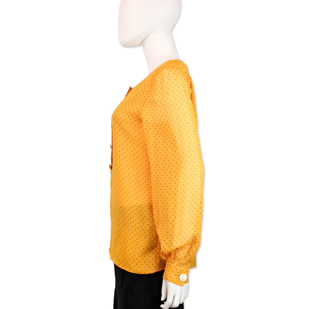 Valentino Boutique Orange/Purple Polka Dot Silk Button Blouse