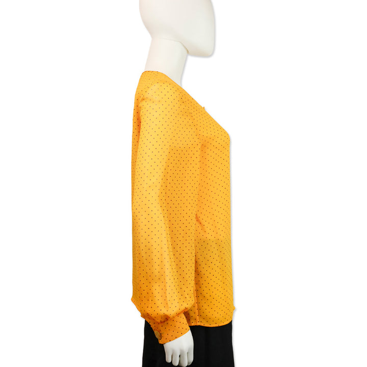Valentino Boutique Orange/Purple Polka Dot Silk Button Blouse