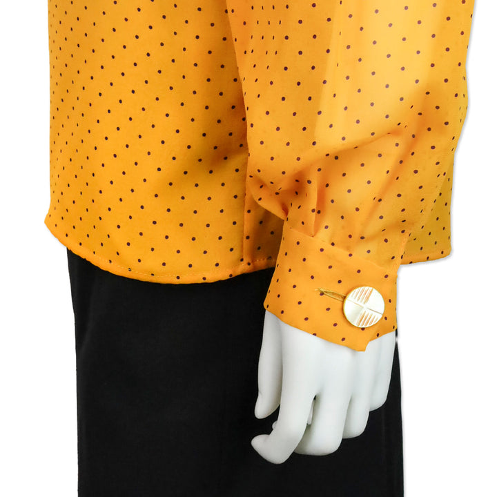 Valentino Boutique Orange/Purple Polka Dot Silk Button Blouse