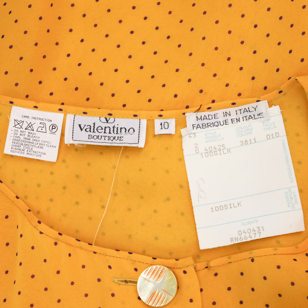 Valentino Boutique Orange/Purple Polka Dot Silk Button Blouse