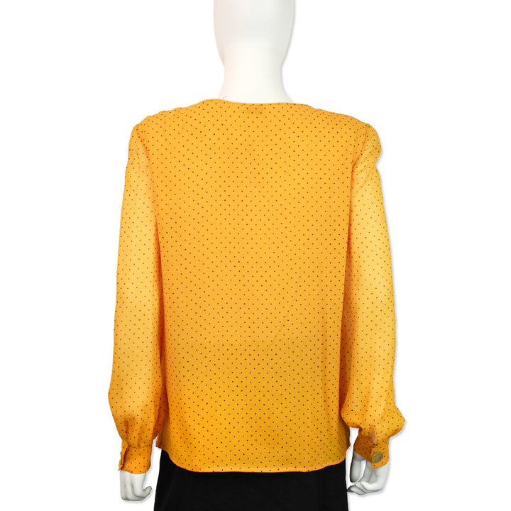 Valentino Boutique Orange/Purple Polka Dot Silk Button Blouse