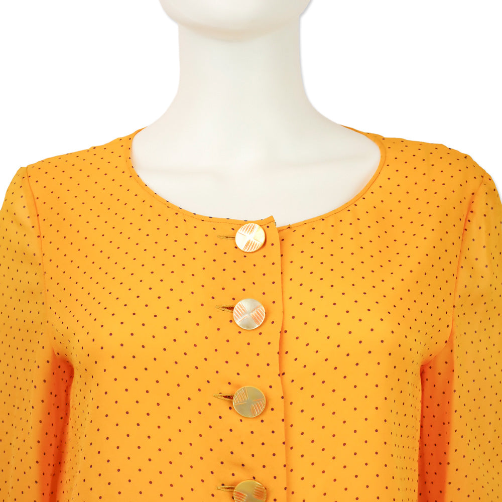 Valentino Boutique Orange/Purple Polka Dot Silk Button Blouse