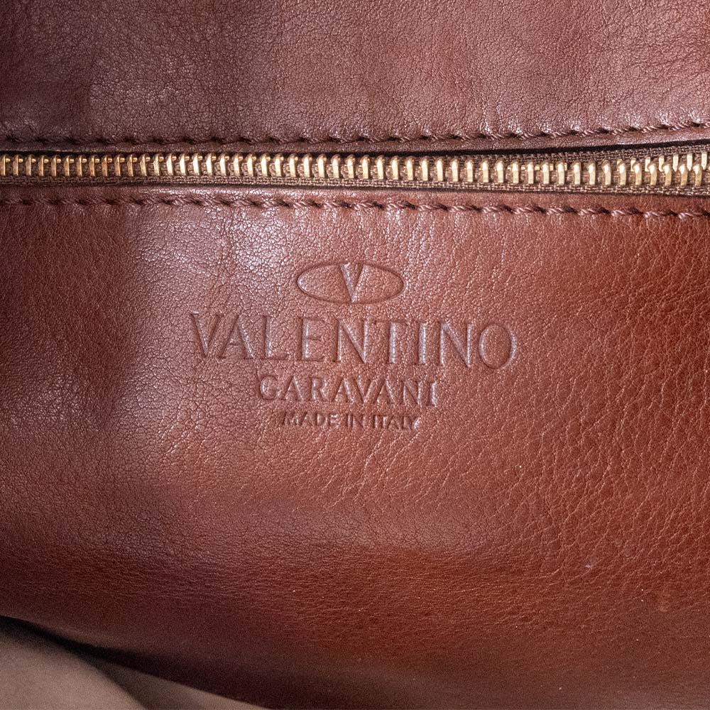 Valentino Brown and Red Pony Hair Tote