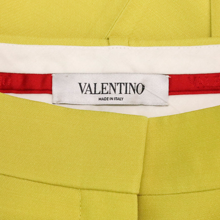 Valentino Chartreuse Wool Silk Blend Straight Leg Pants