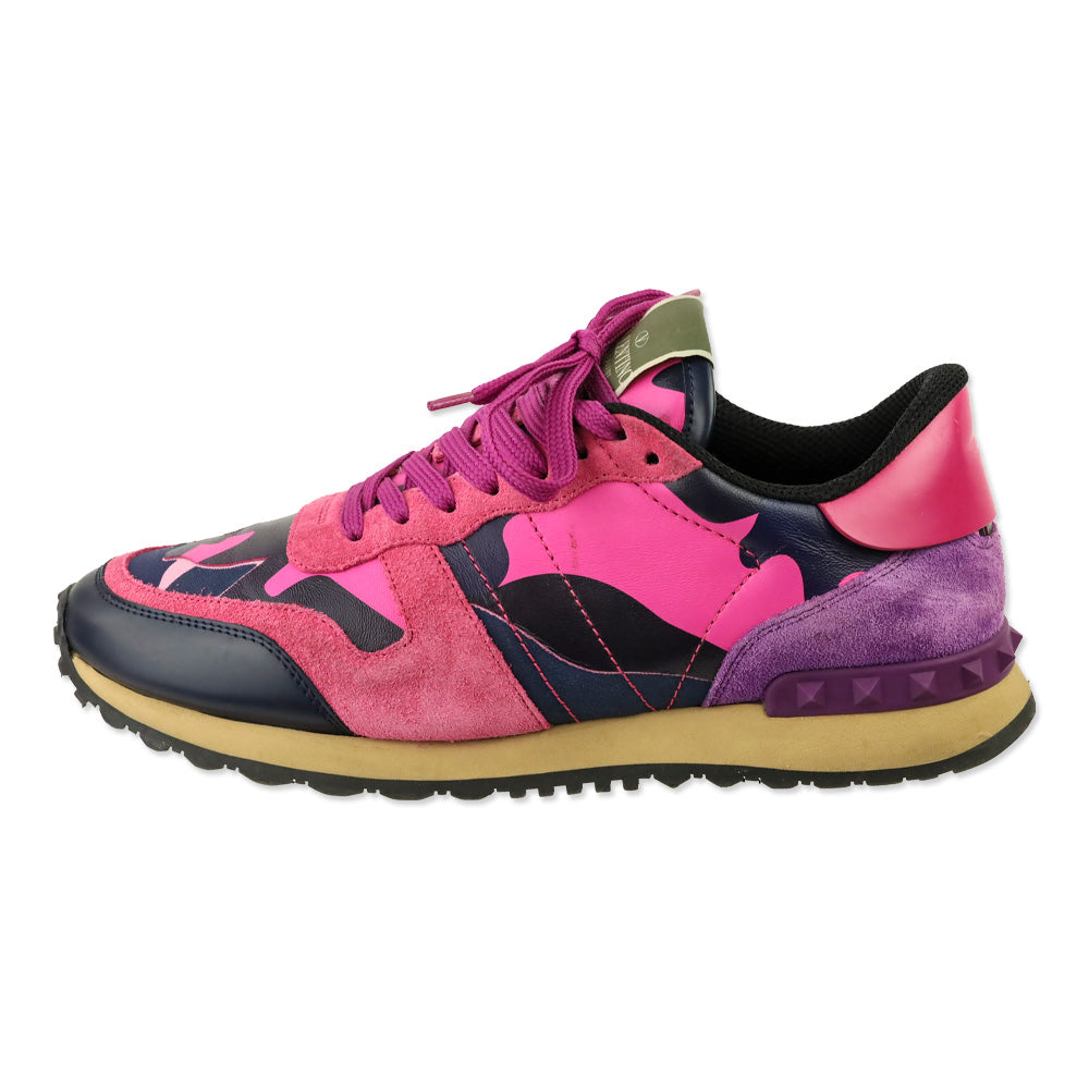 Valentino Garavani Army Pink Camo Rockrunner Sneakers