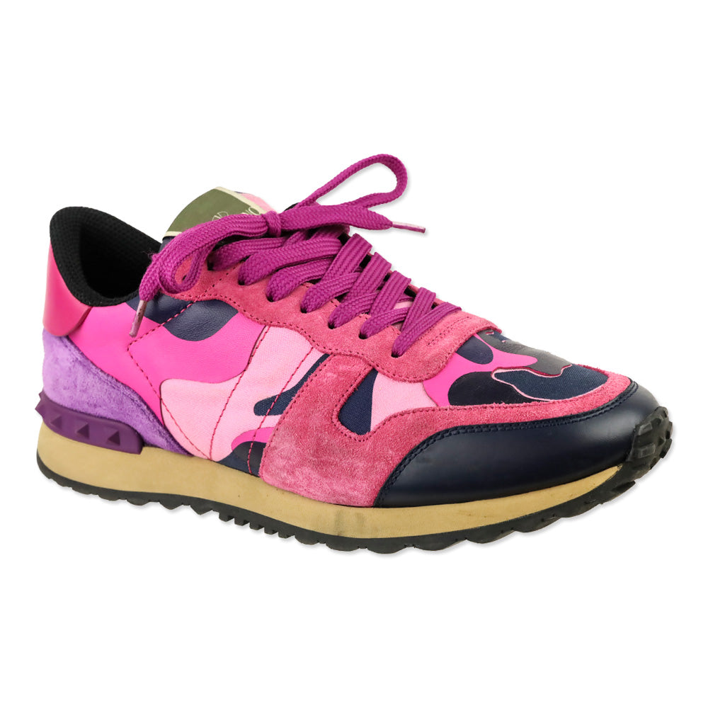 Valentino Garavani Army Pink Camo Rockrunner Sneakers