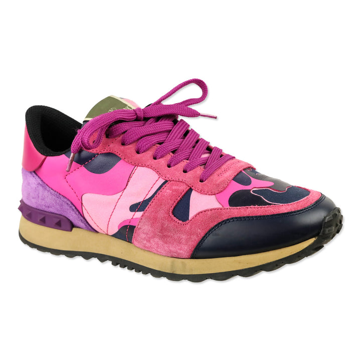 Valentino Garavani Army Pink Camo Rockrunner Sneakers