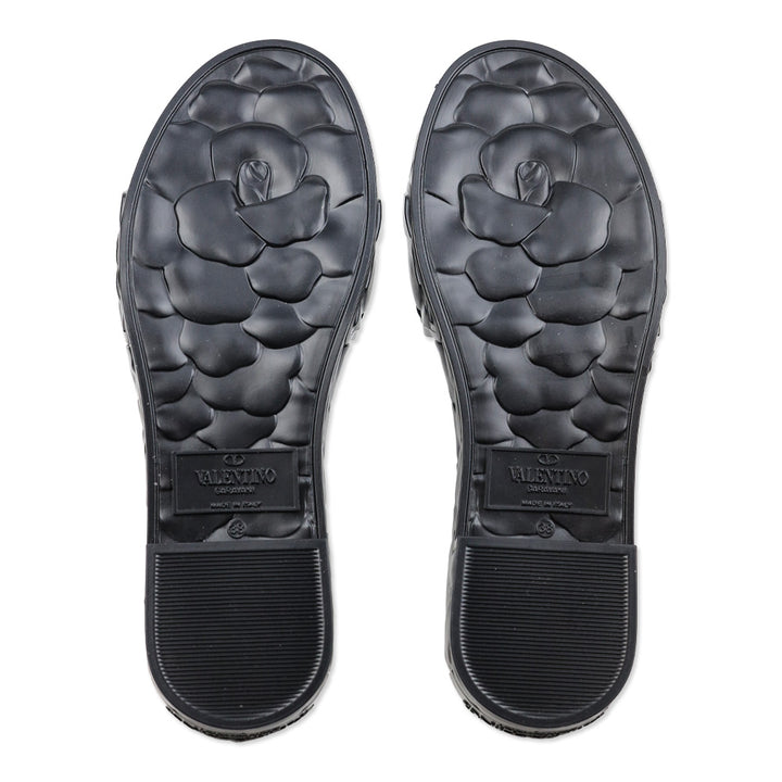 Valentino Garavani Black Atelier Rose Rubber Platform Slide Sandals