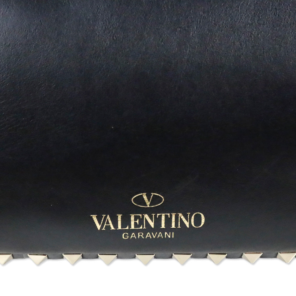 Valentino Garavani Black Calfskin Rockstud Medium Tote Bag