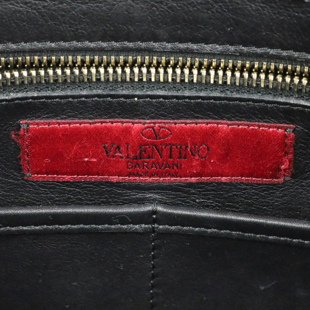 Valentino Garavani Black Calfskin Rockstud Medium Tote Bag