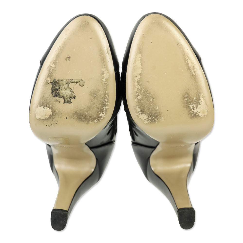 Valentino Garavani Black Rose Laser Cut Leather Ankle Boots