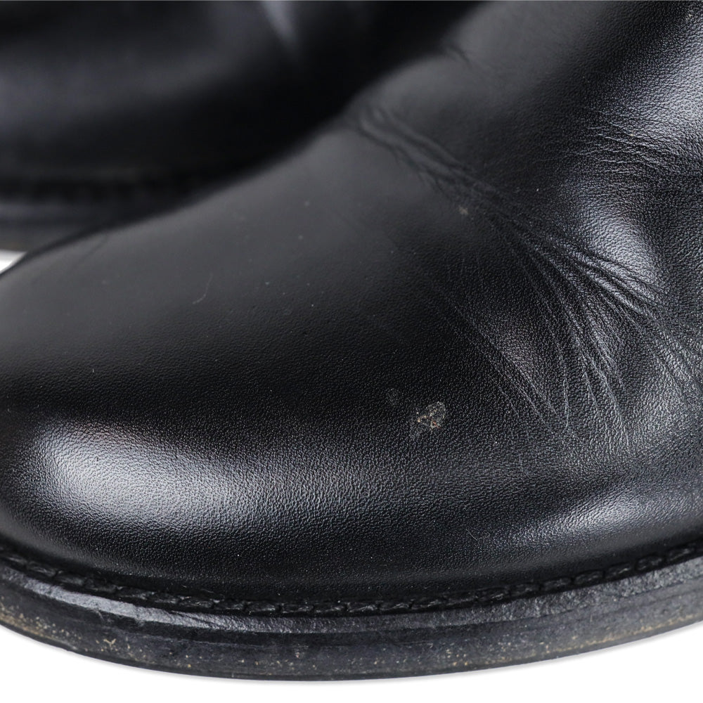 Valentino Garavani Black Studded Floral Appliqué Leather Moto Boots