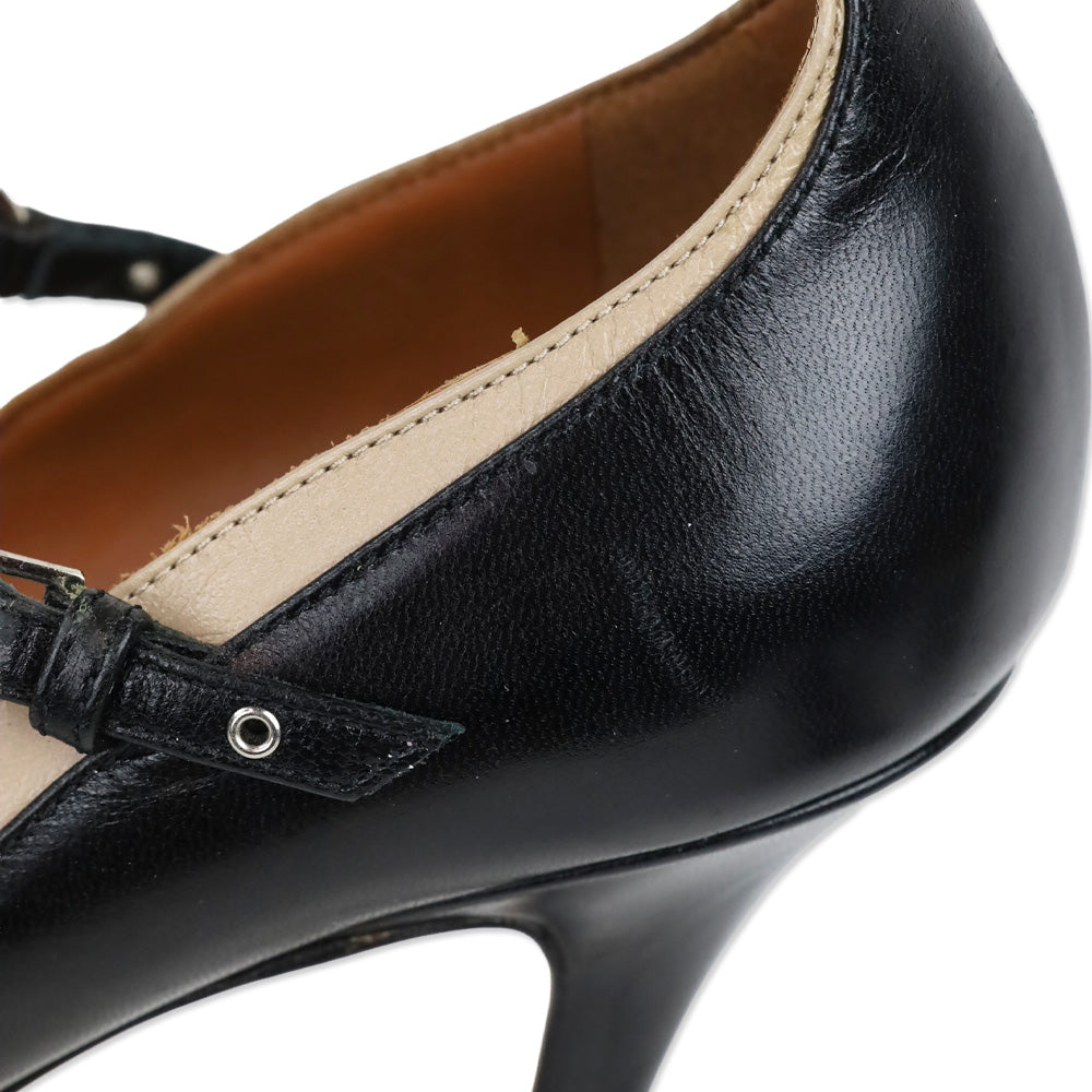 Valentino Garavani Black/Nude Leather Grommet Studded Love Latch Ankle Wrap Pumps