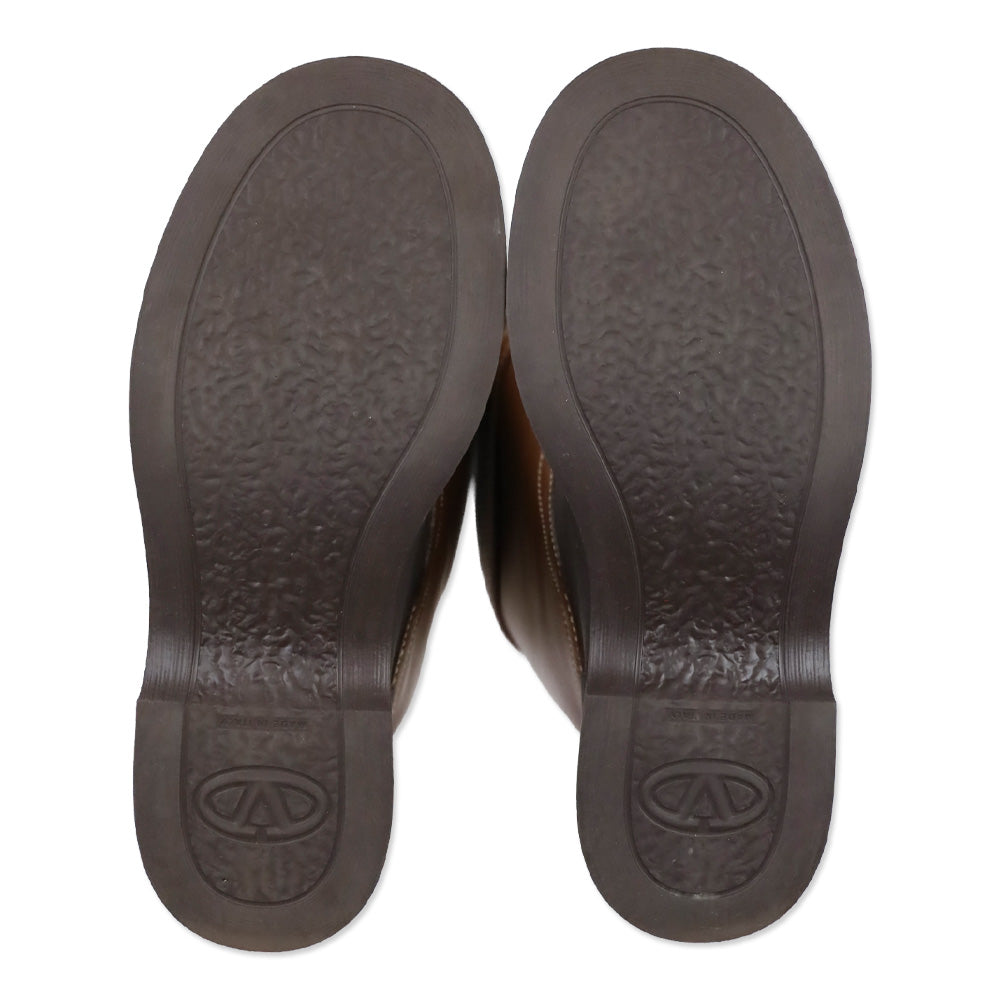 Valentino Garavani Brown Leather and Rubber Logo Buckle Rainboot