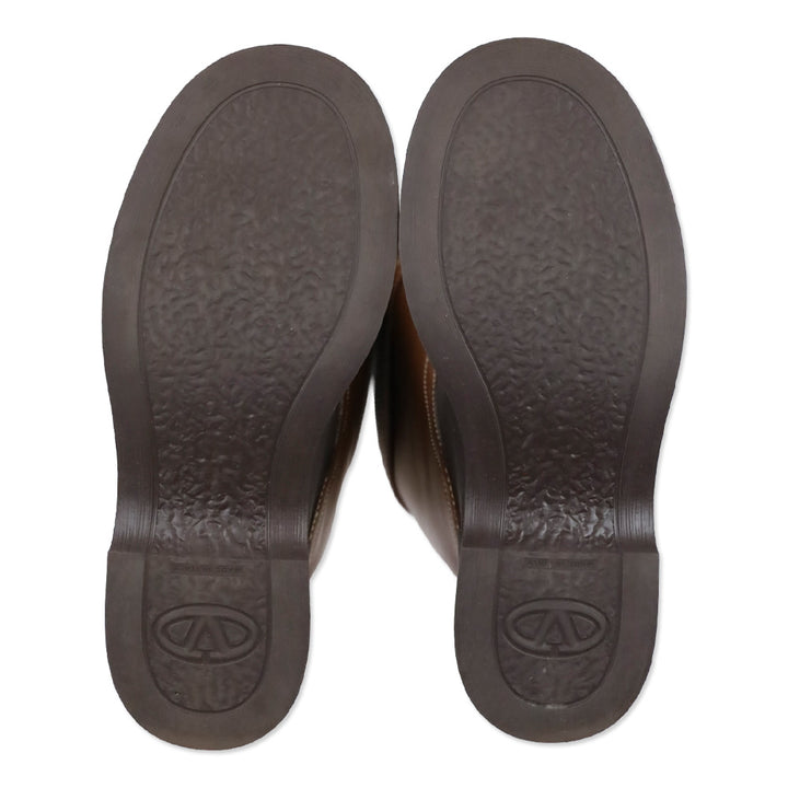 Valentino Garavani Brown Leather and Rubber Logo Buckle Rainboot