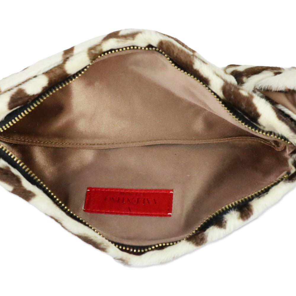 Valentino Garavani Leopard Print Calf Hair Bow Clutch