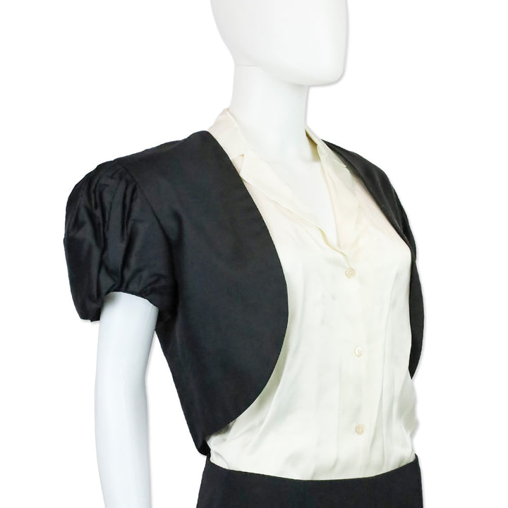Valentino Garavani Miss V Black Puff Sleeve Bolero Jacket