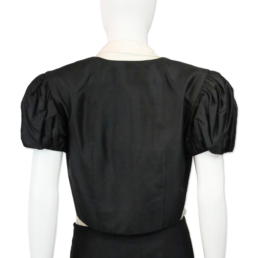 Valentino Garavani Miss V Black Puff Sleeve Bolero Jacket