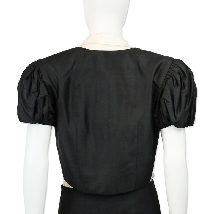 Valentino Garavani Miss V Black Puff Sleeve Bolero Jacket