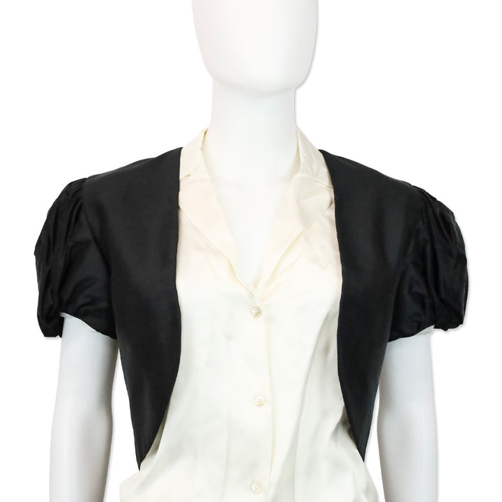 Valentino Garavani Miss V Black Puff Sleeve Bolero Jacket