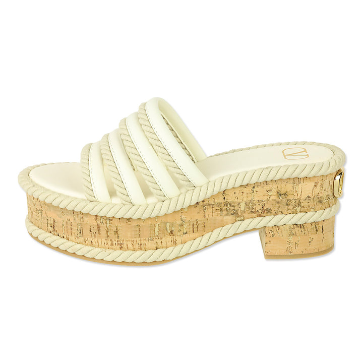 Valentino Garavani Off-White Leather VLogo Summerblocks Platform Sandals