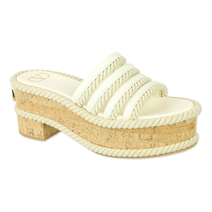 Valentino Garavani Off-White Leather VLogo Summerblocks Platform Sandals
