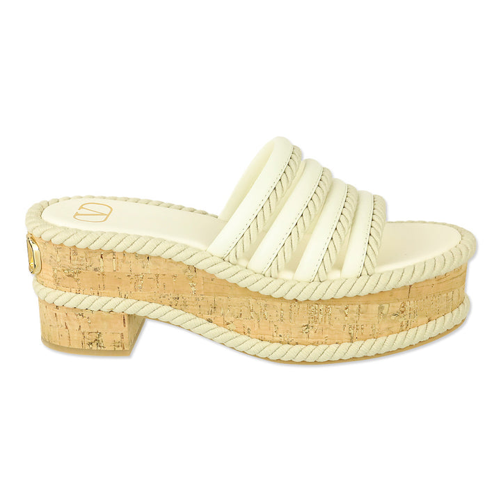 Valentino Garavani Off-White Leather VLogo Summerblocks Platform Sandals