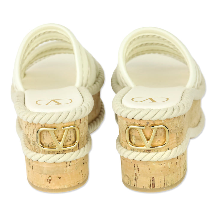Valentino Garavani Off-White Leather VLogo Summerblocks Platform Sandals