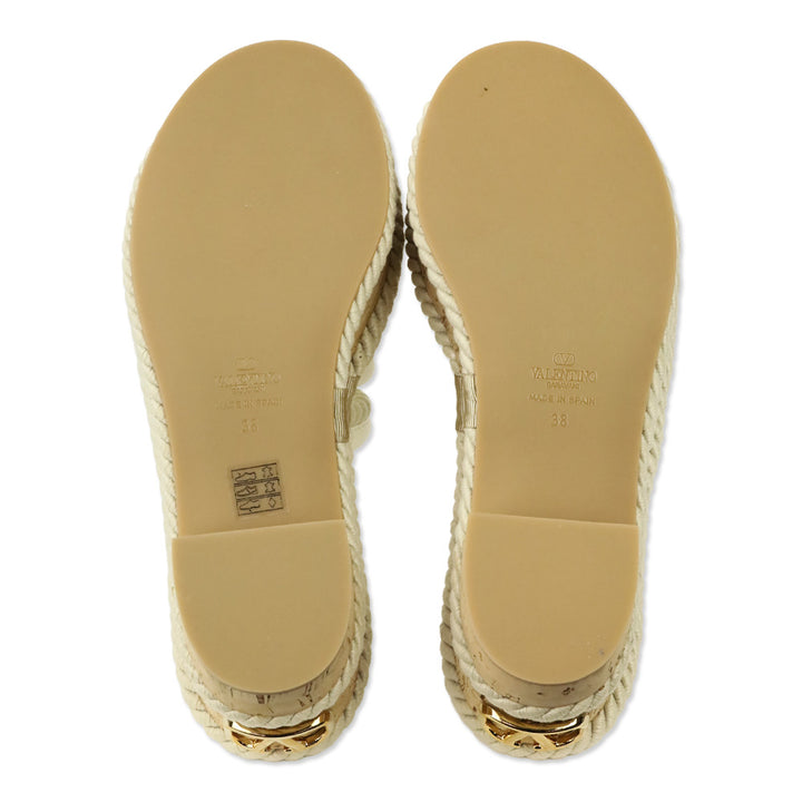 Valentino Garavani Off-White Leather VLogo Summerblocks Platform Sandals