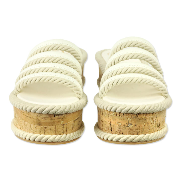Valentino Garavani Off-White Leather VLogo Summerblocks Platform Sandals