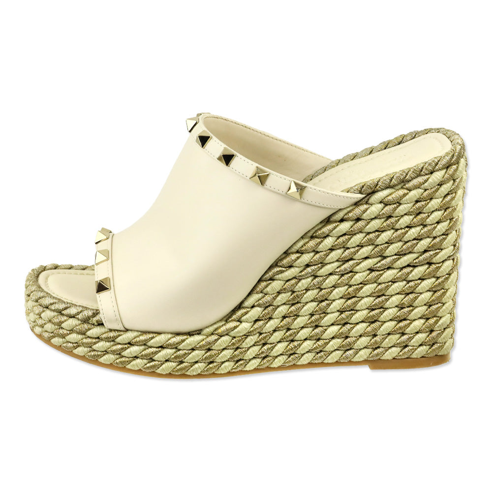 Valentino Garavani Off-White Rockstud Slide Espadrilles