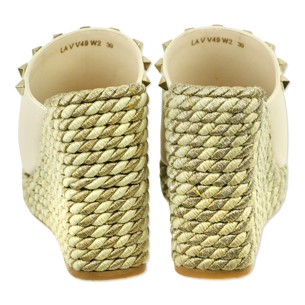 Valentino Garavani Off-White Rockstud Slide Espadrilles