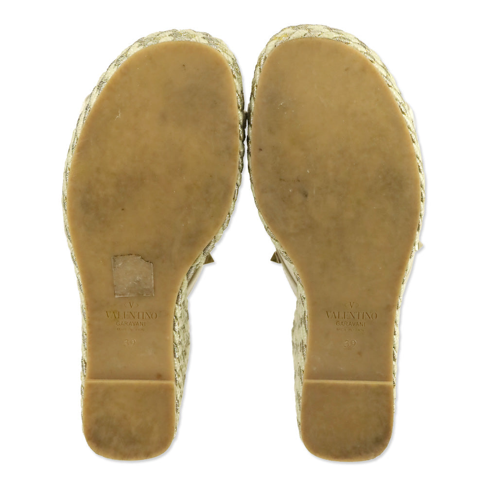 Valentino Garavani Off-White Rockstud Slide Espadrilles