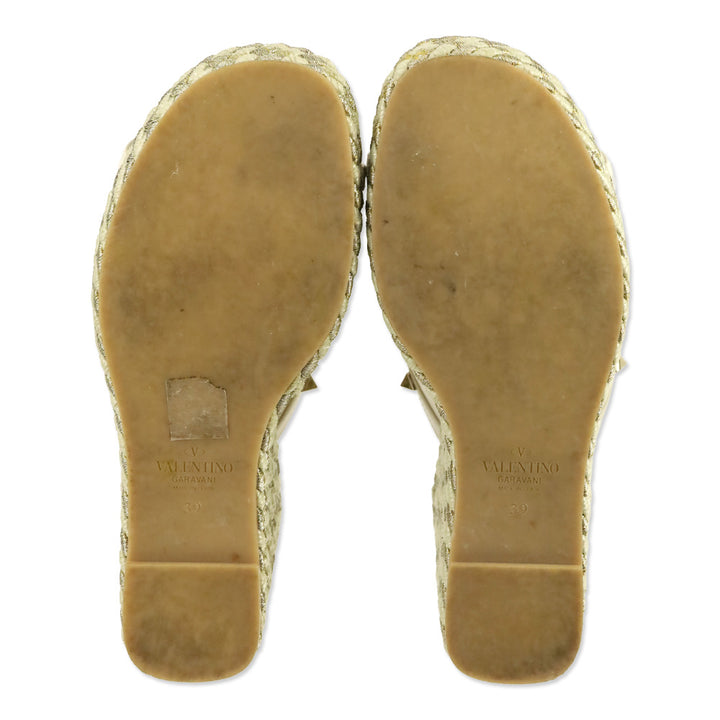 Valentino Garavani Off-White Rockstud Slide Espadrilles
