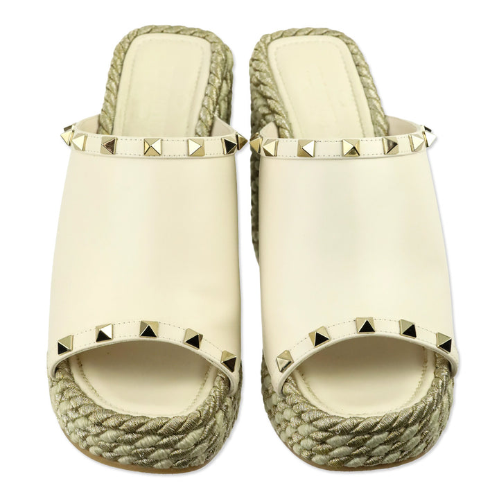 Valentino Garavani Off-White Rockstud Slide Espadrilles