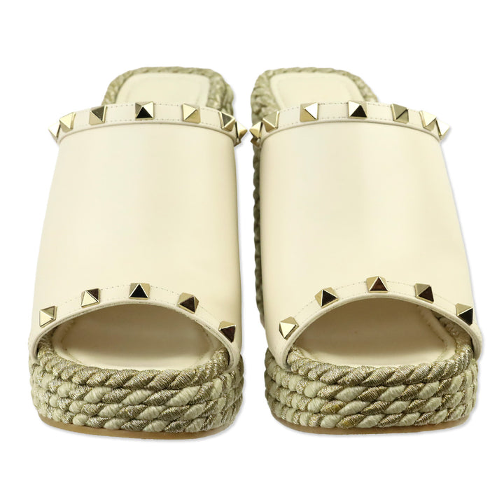 Valentino Garavani Off-White Rockstud Slide Espadrilles
