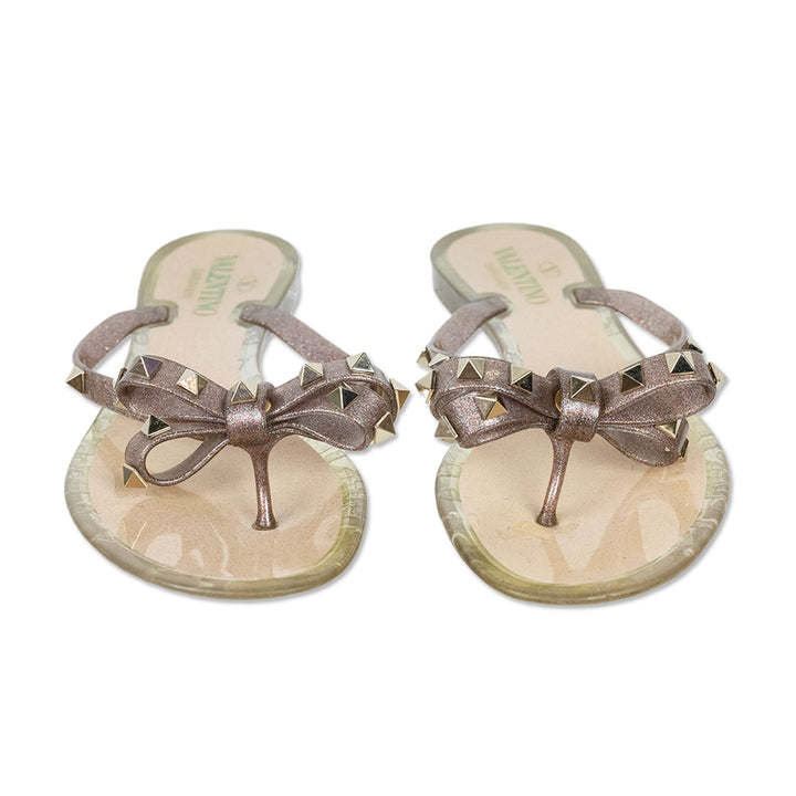 Valentino Garavani Rockstud Jelly Glitter Thong Sandal