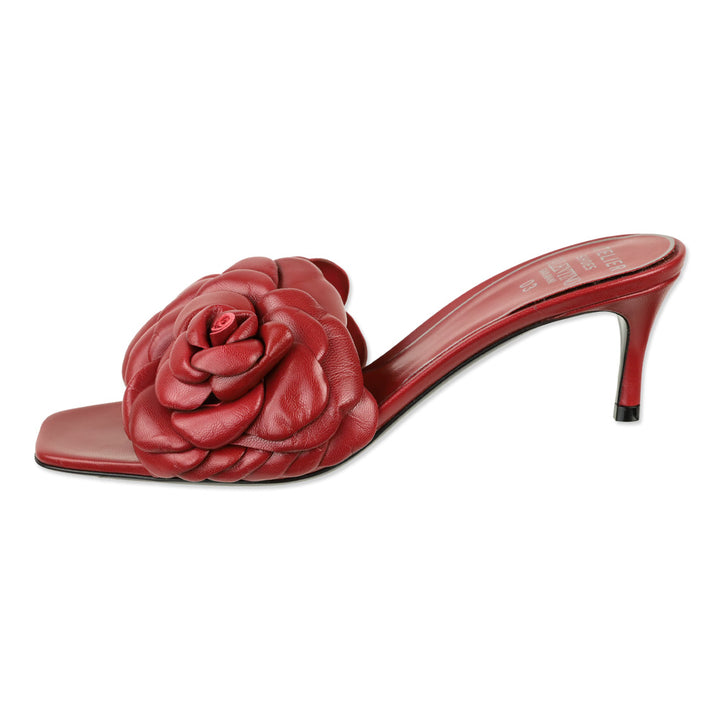 Valentino Garavani Rosso Red Leather Atelier 03 Rose Edition 90mm Mule Sandals