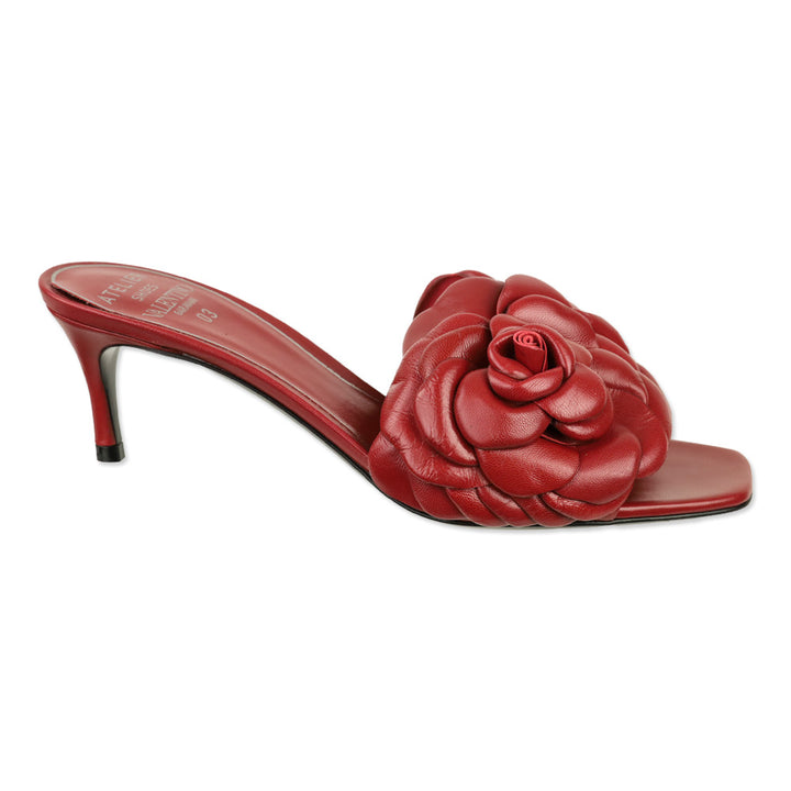 Valentino Garavani Rosso Red Leather Atelier 03 Rose Edition 90mm Mule Sandals